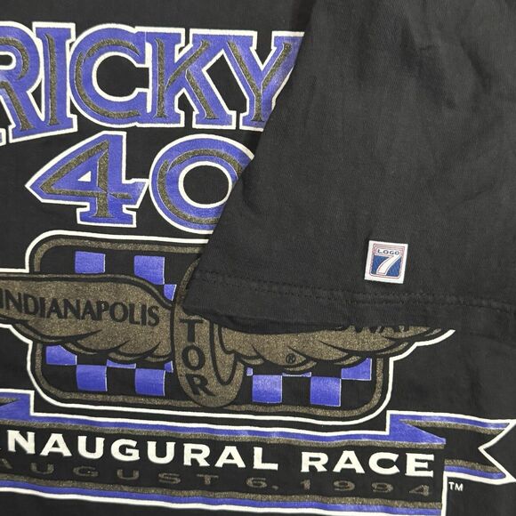 Logo 7 Mens Racing Tee Brickyard 400 Jeff Gordon T-Shirt Black Vintage 90s Sz L - Picture 4 of 7